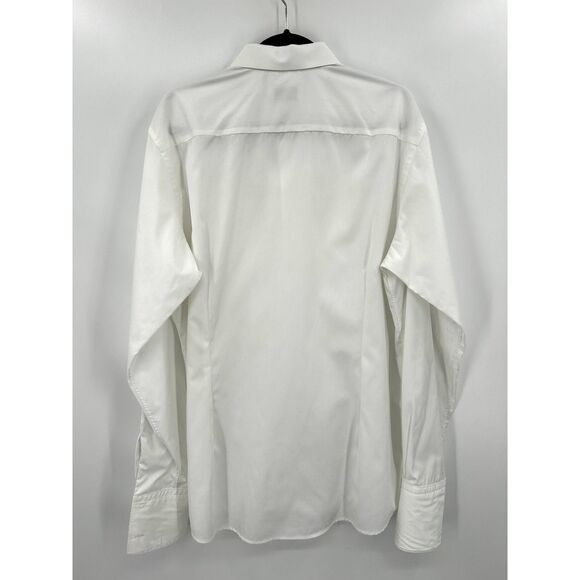 ETON Men White Pleated Button Down Formal Cuff Link Sleeve Shirt Size 46 Neck 18 - Picture 3 of 9